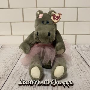 Vintage Collectible Ty Jointed Hippo Plush Stuffed Animal Grace 1993